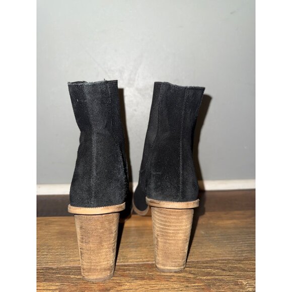 Mango Black Suede Block Heel Ankle Boots Booties Size 6.5 37 - Picture 8 of 13